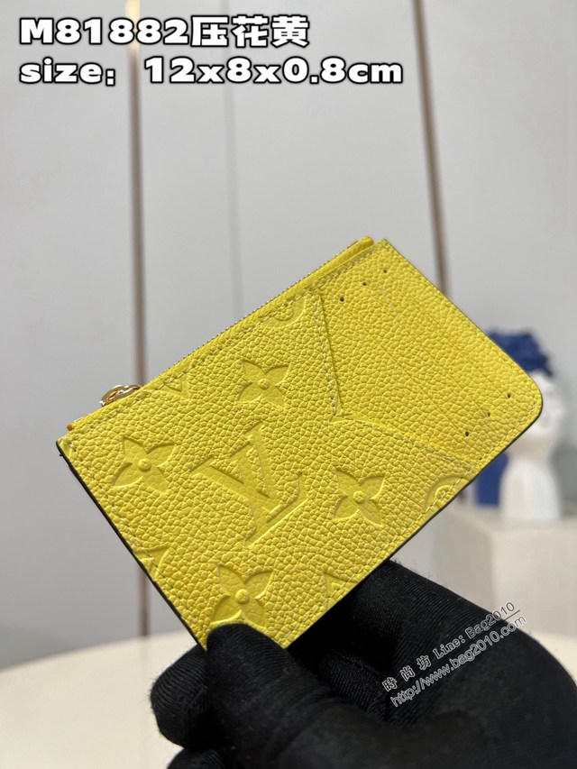 LV專櫃2023新款Romy名片夾 M81882壓花黃 路易威登經典男女款零錢卡包 dn1457